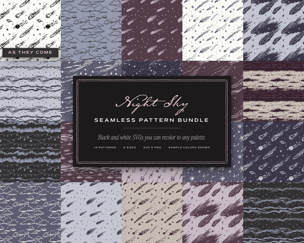 Night Sky Seamless Pattern Bundle, cover
