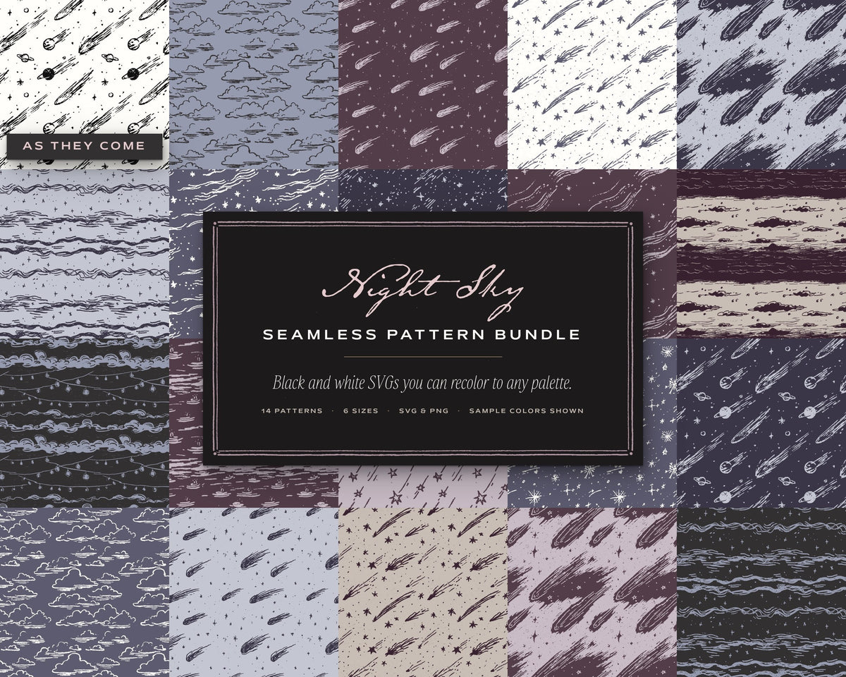 Night Sky Seamless Pattern Bundle, cover