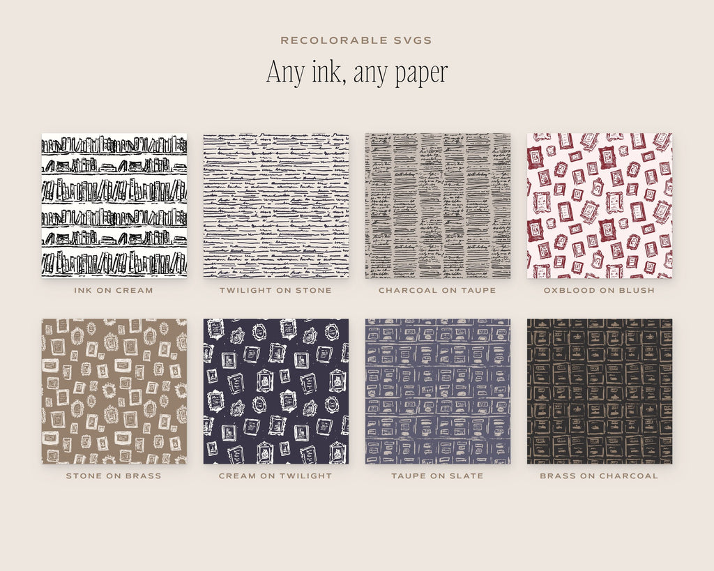 Library & Letters Seamless Pattern Bundle, any ink, any paper