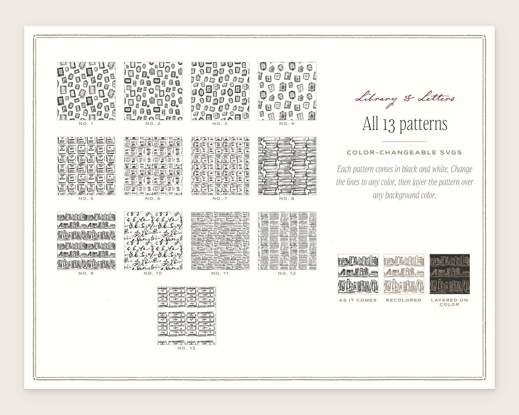 Library & Letters Seamless Pattern Bundle, all the patterns