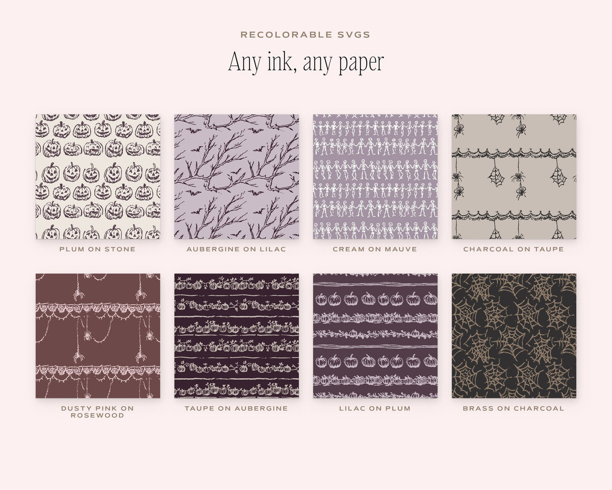 Spooky Seamless Pattern Bundle, any ink, any paper