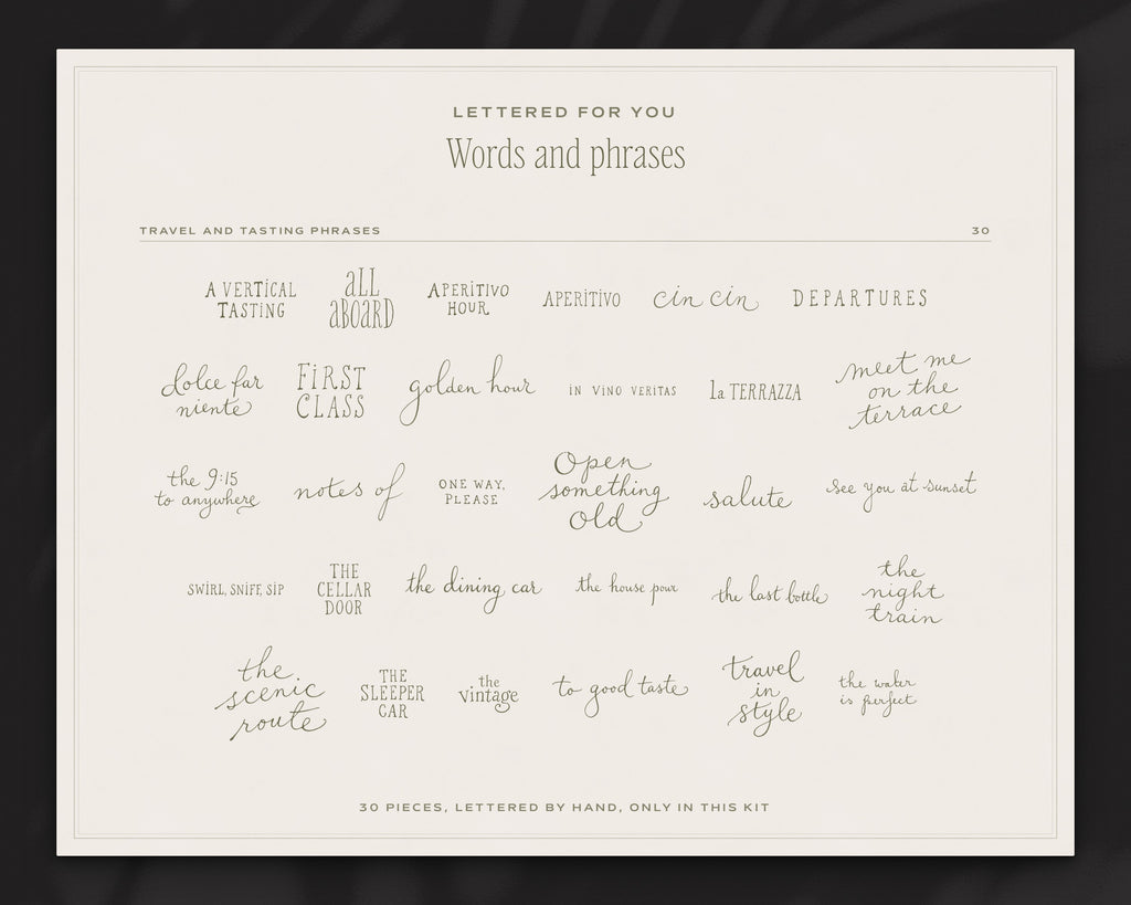 The Grand Vacation Invitation & Sign Builder Kit, words and phrases