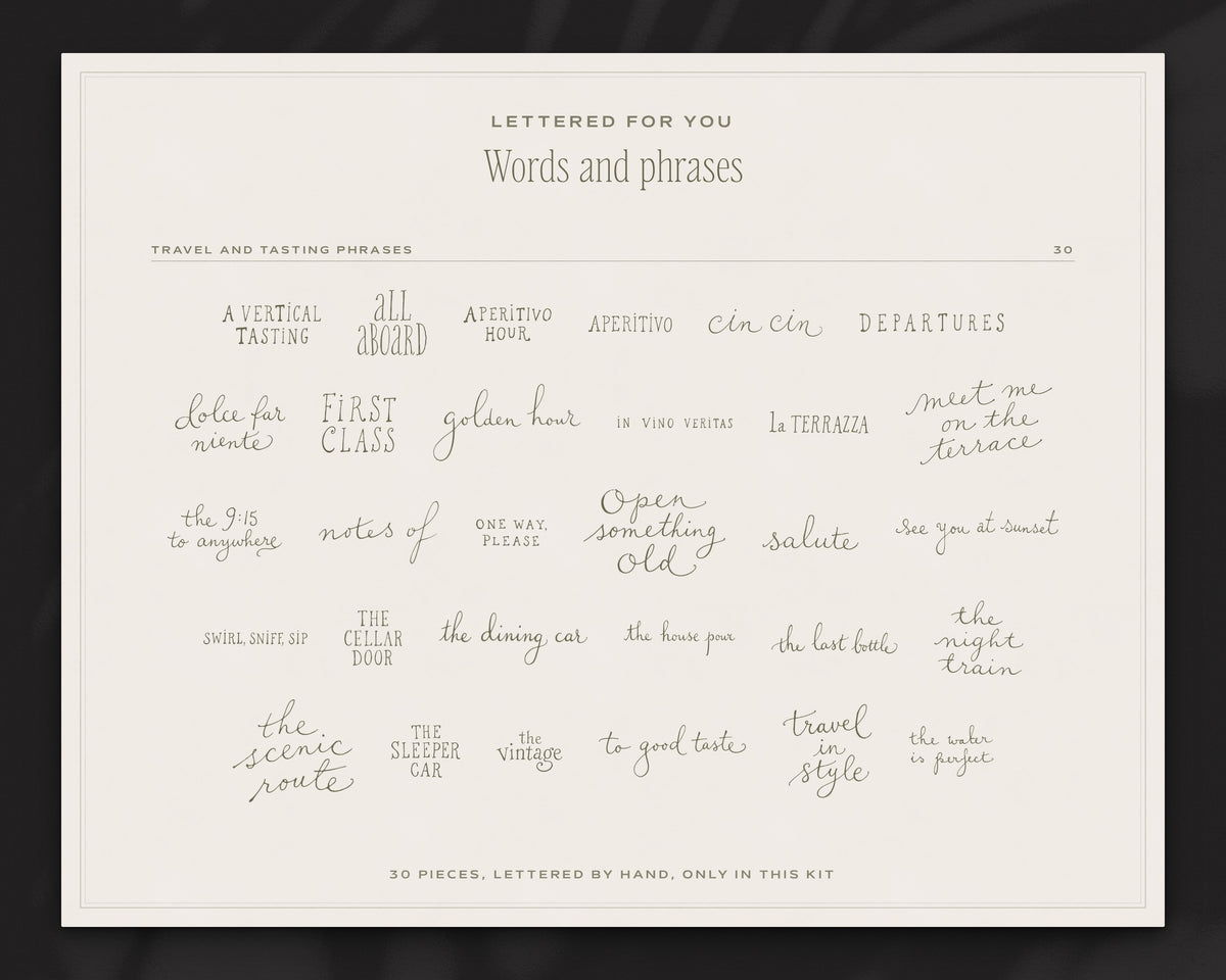 The Grand Vacation Invitation & Sign Builder Kit, words and phrases