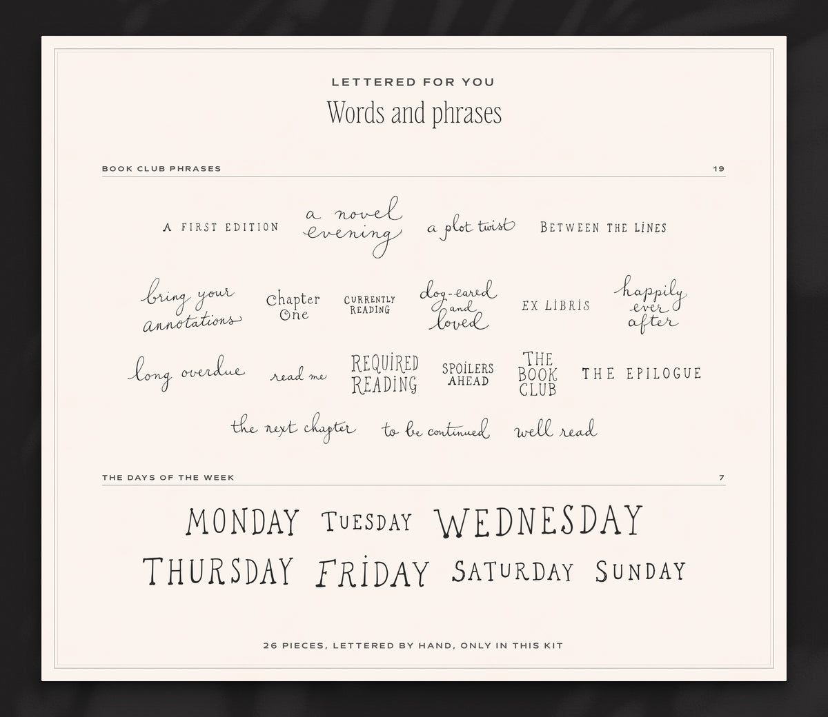 The Book Club Invitation & Sign Builder Kit, words and phrases