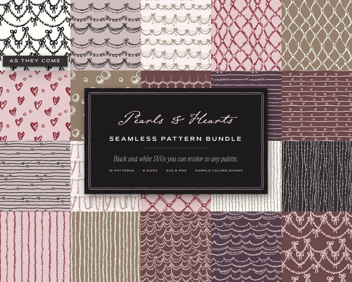 Pearls & Hearts Seamless Pattern Bundle