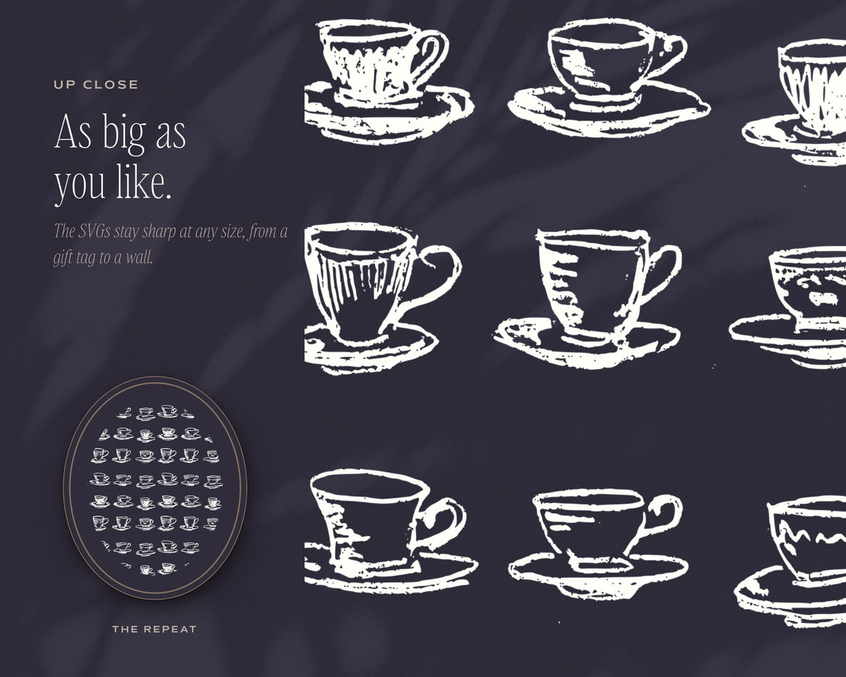 Tea Party & Picnic Seamless Pattern Bundle, up close