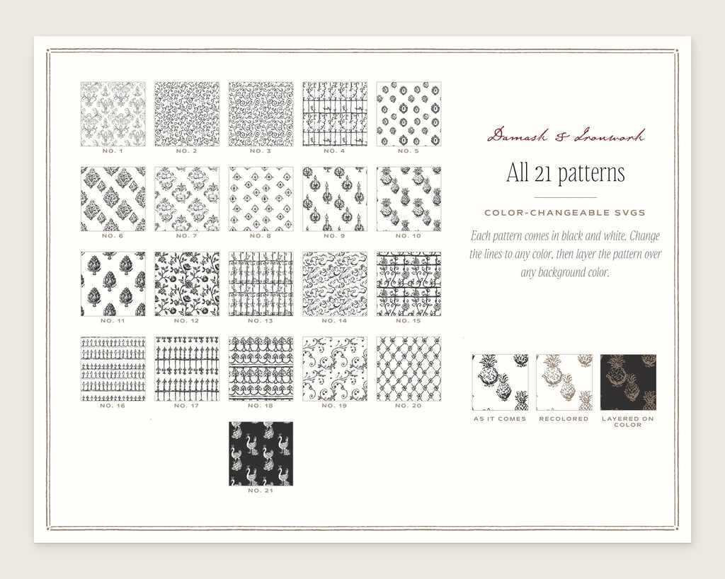 Damask & Ironwork Seamless Pattern Bundle, all the patterns