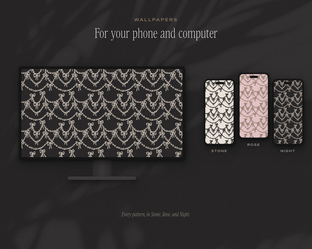 Pearls & Hearts Seamless Pattern Bundle, wallpapers