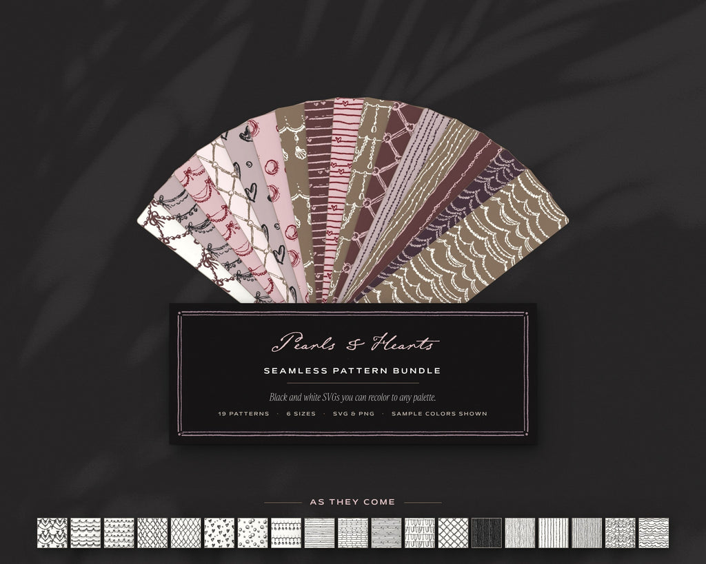 Pearls & Hearts Seamless Pattern Bundle, the fan