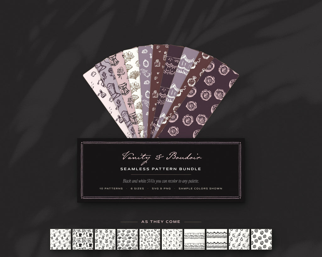 Vanity & Boudoir Seamless Pattern Bundle, the fan
