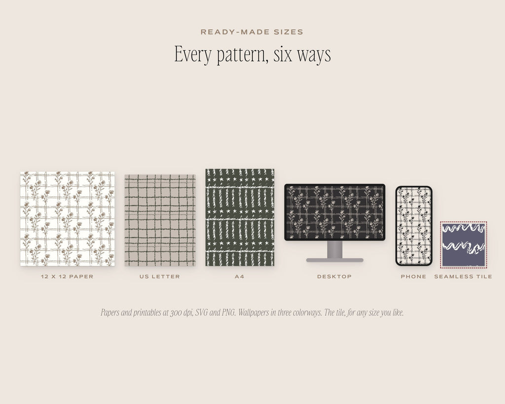 Plaids & Stripes Seamless Pattern Bundle, six sizes