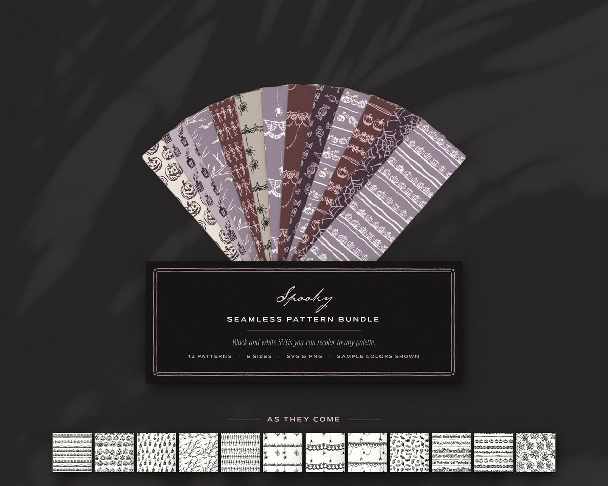 Spooky Seamless Pattern Bundle, the fan