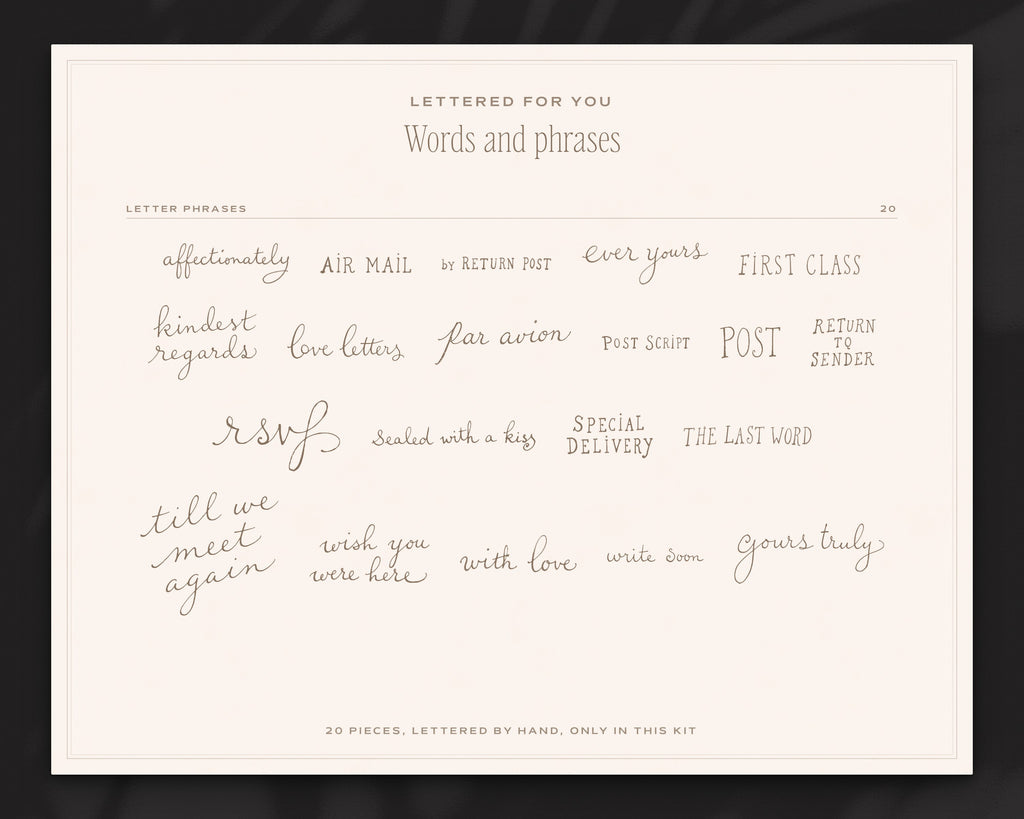 The Stationer's Desk Invitation & Sign Builder Kit, words and phrases