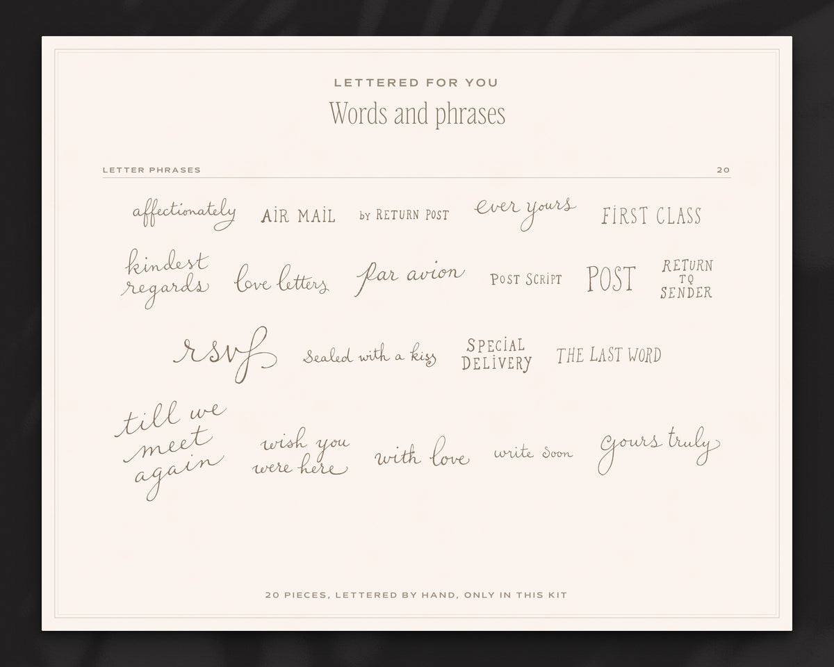 The Stationer's Desk Invitation & Sign Builder Kit, words and phrases