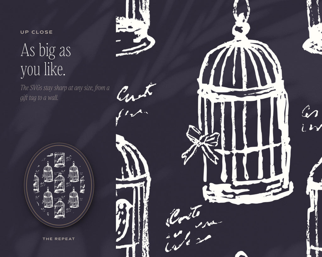 Toile & Vignettes Seamless Pattern Bundle, up close
