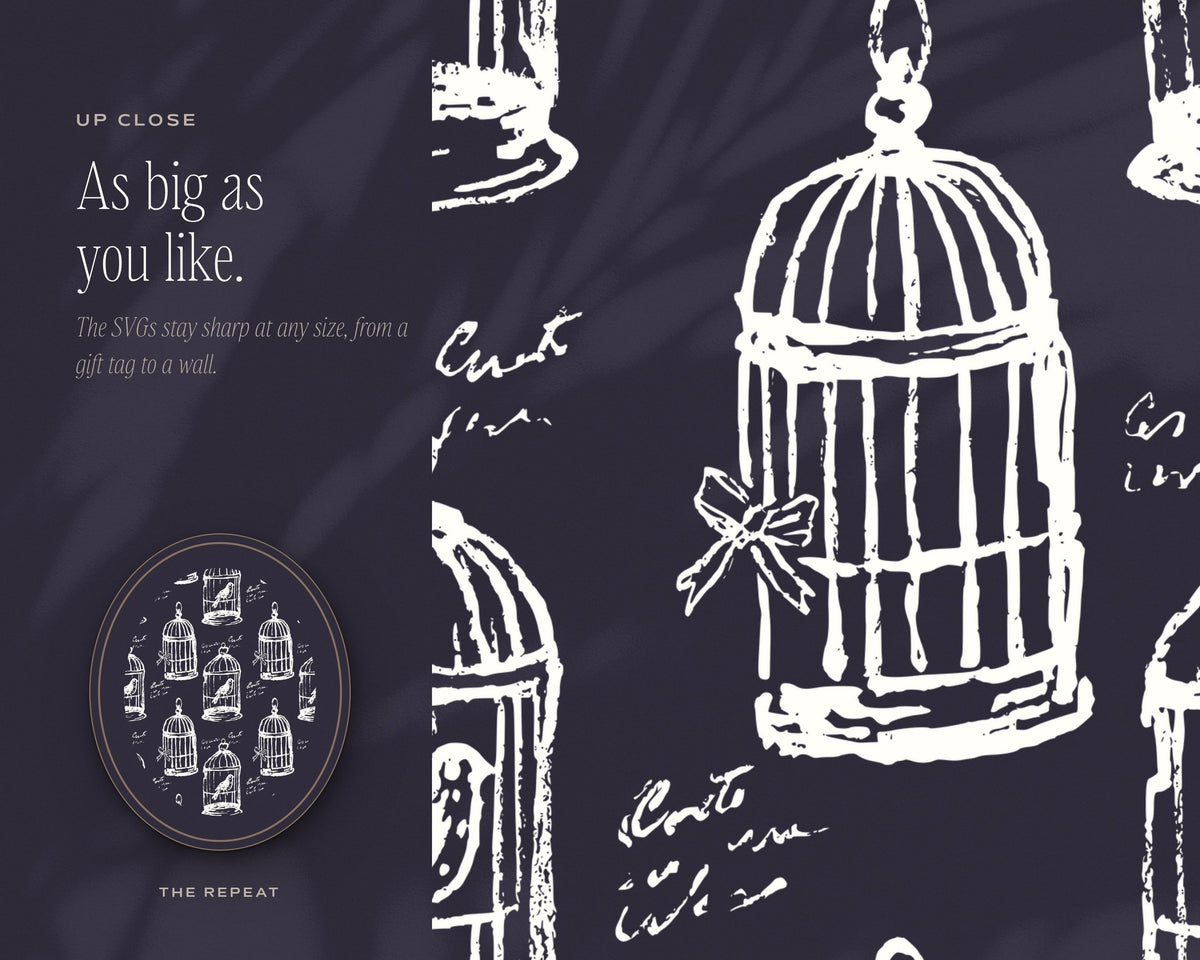 Toile & Vignettes Seamless Pattern Bundle, up close