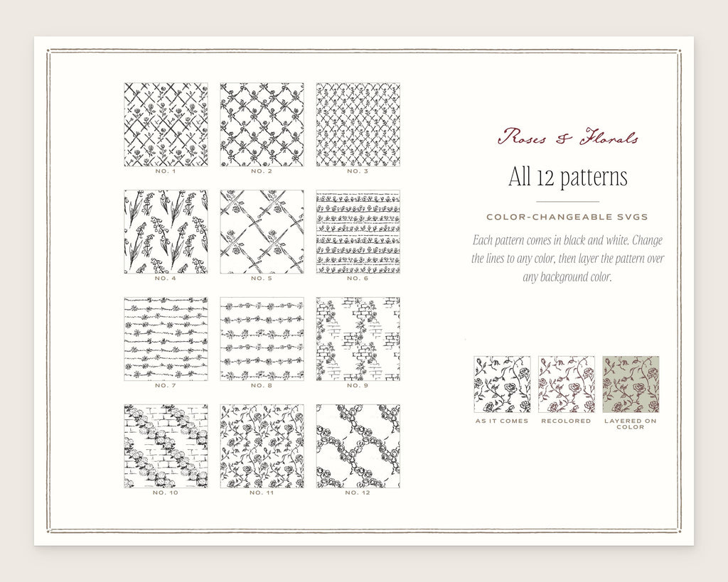 Roses & Florals Seamless Pattern Bundle, all the patterns