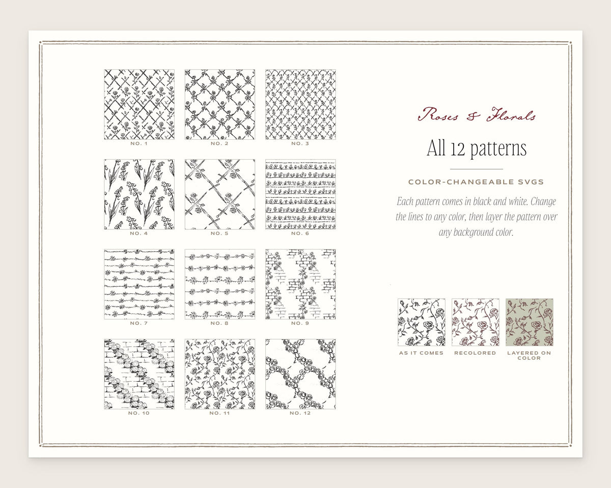 Roses & Florals Seamless Pattern Bundle, all the patterns