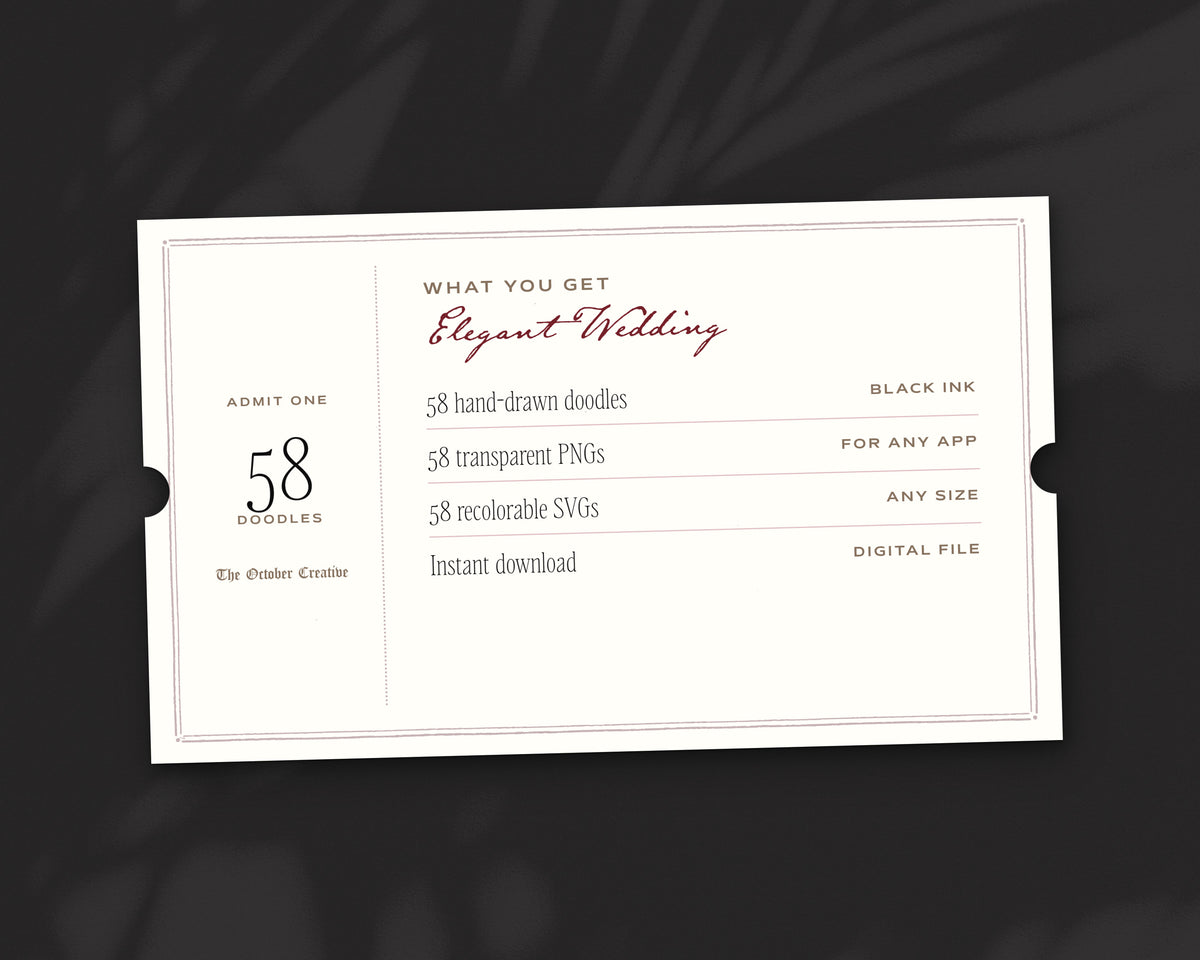 Elegant Wedding Doodle Pack, what you get