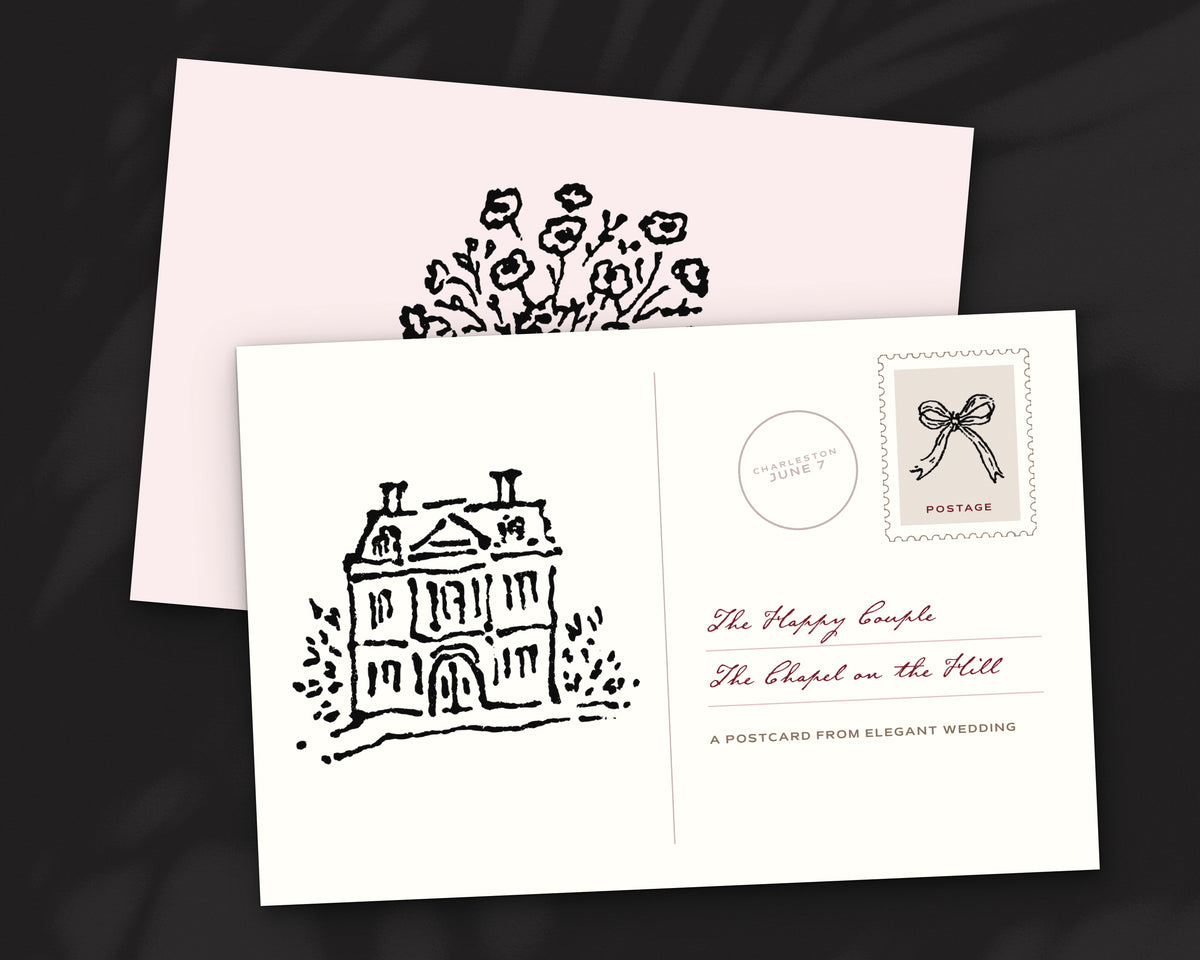 Elegant Wedding Doodle Pack, postcard