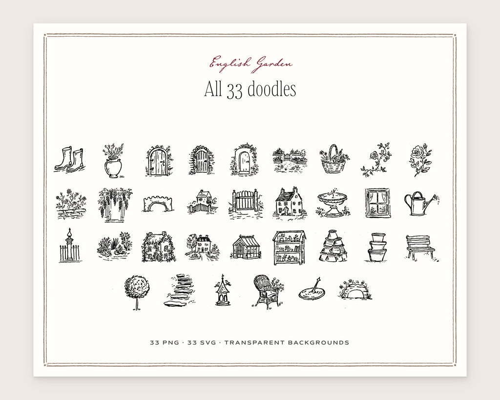 English Garden Doodle Pack, everything in the set