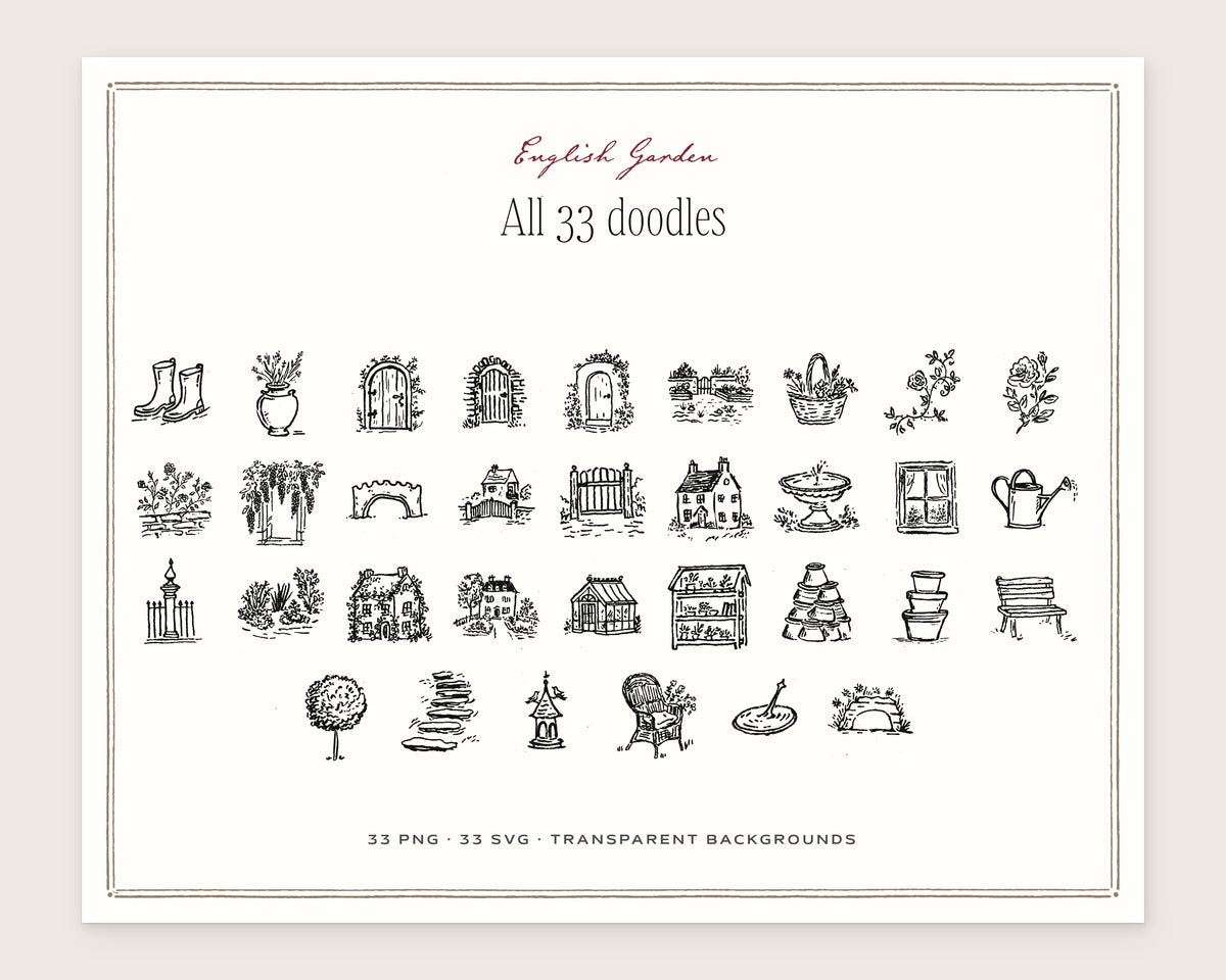 English Garden Doodle Pack, everything in the set