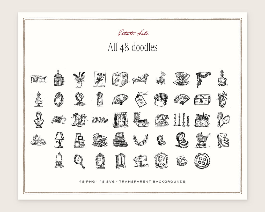 Estate Sale Doodle Pack, everything in the set