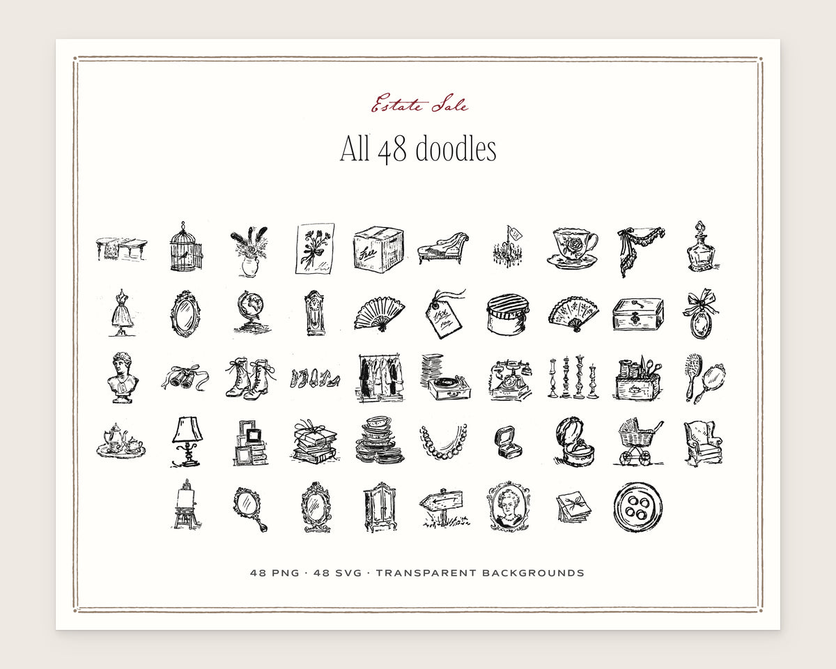 Estate Sale Doodle Pack, everything in the set