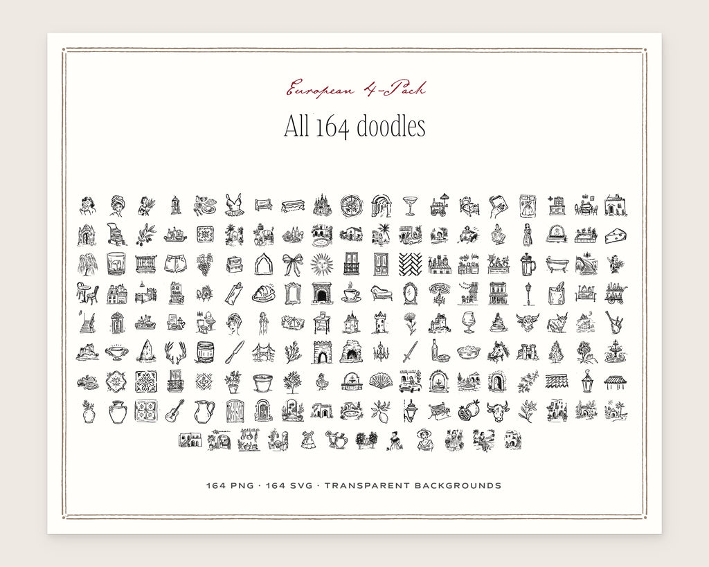 European 4-Pack Doodle Bundle, everything in the set