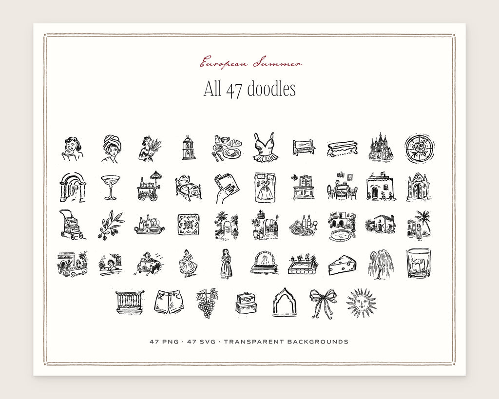 European Summer Doodle Pack, everything in the set