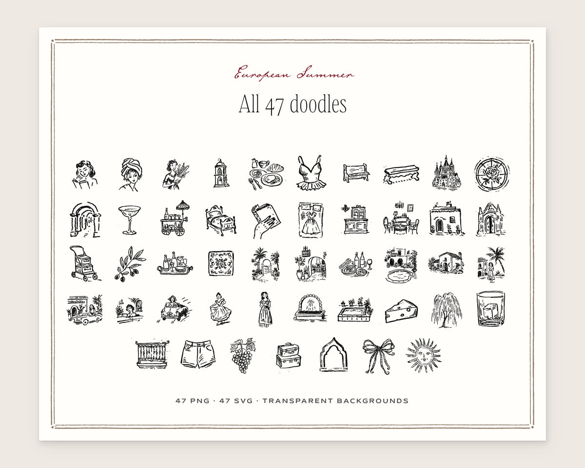 European Summer Doodle Pack, everything in the set