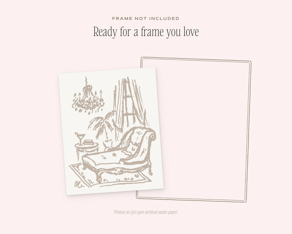 Fainting Couch Art Print, ready for a frame