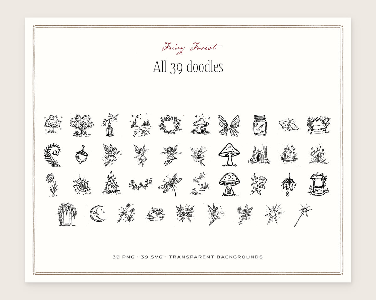 Fairy Forest Doodle Pack, everything in the set