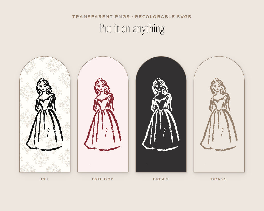Fairytale Princesses Doodle Pack, put it on anything