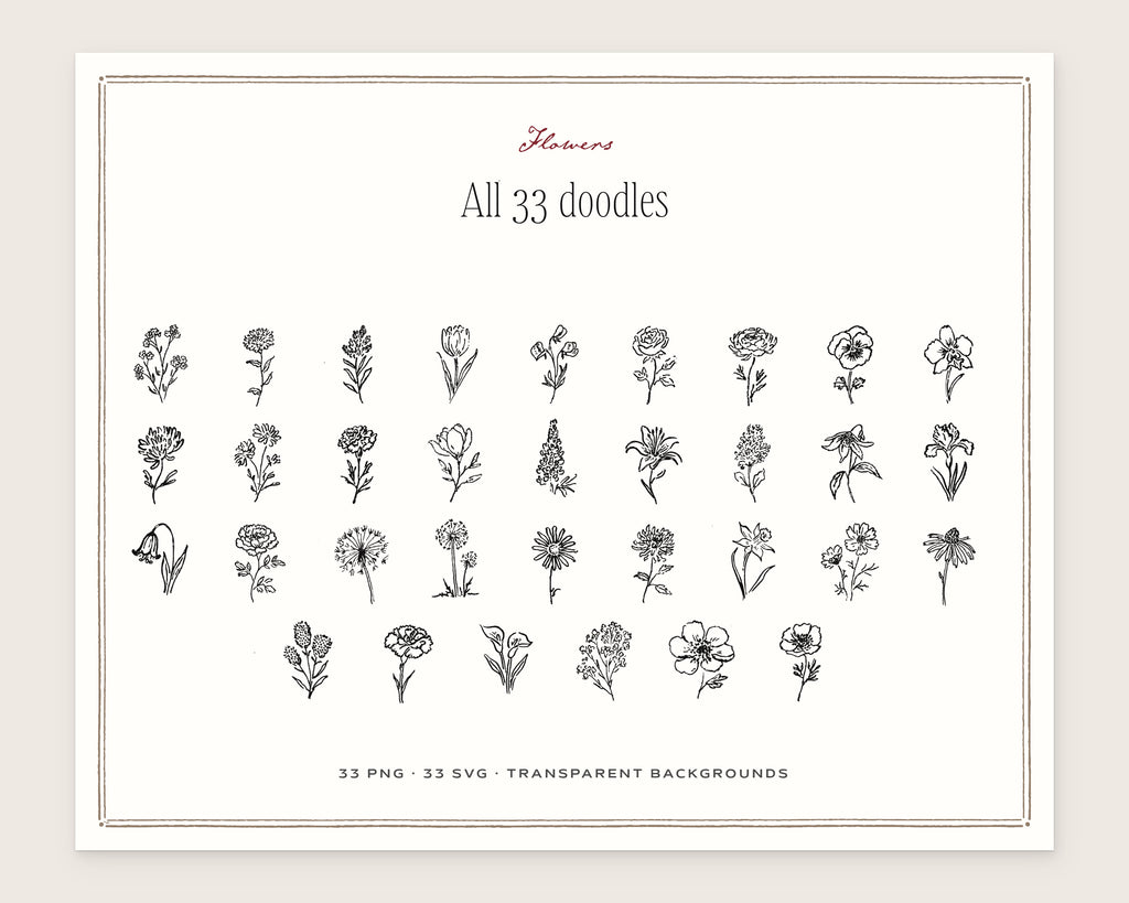 Flowers Doodle Pack, everything in the set