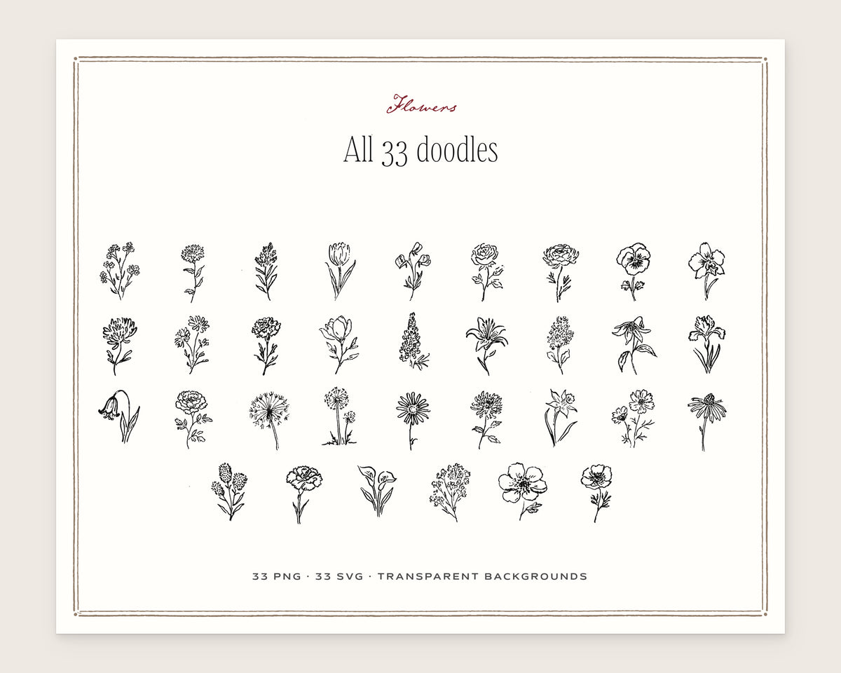 Flowers Doodle Pack, everything in the set
