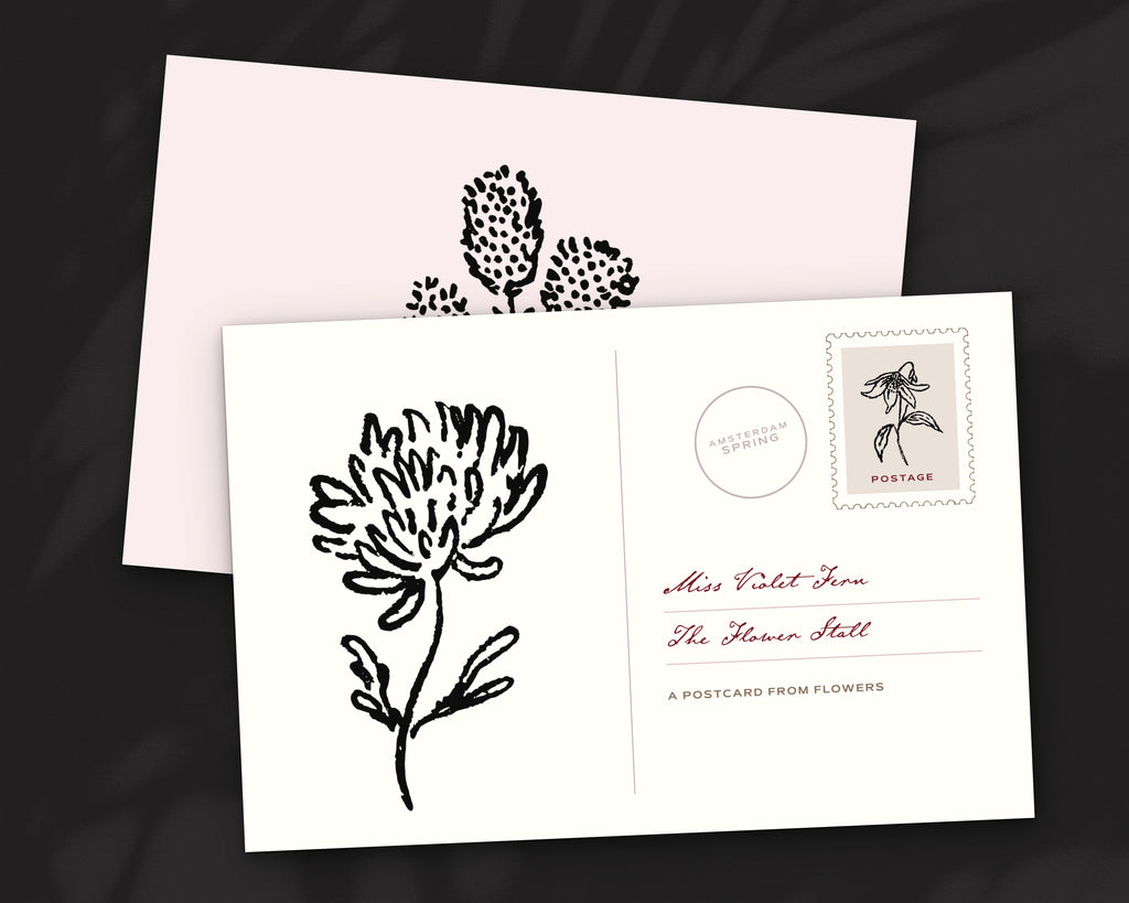 Flowers Doodle Pack, postcard