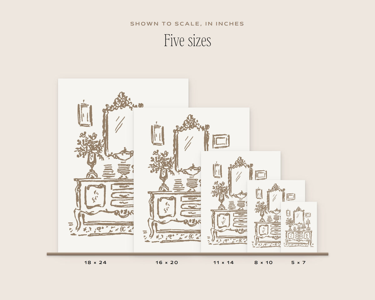 French Sideboard Art Print, five sizes