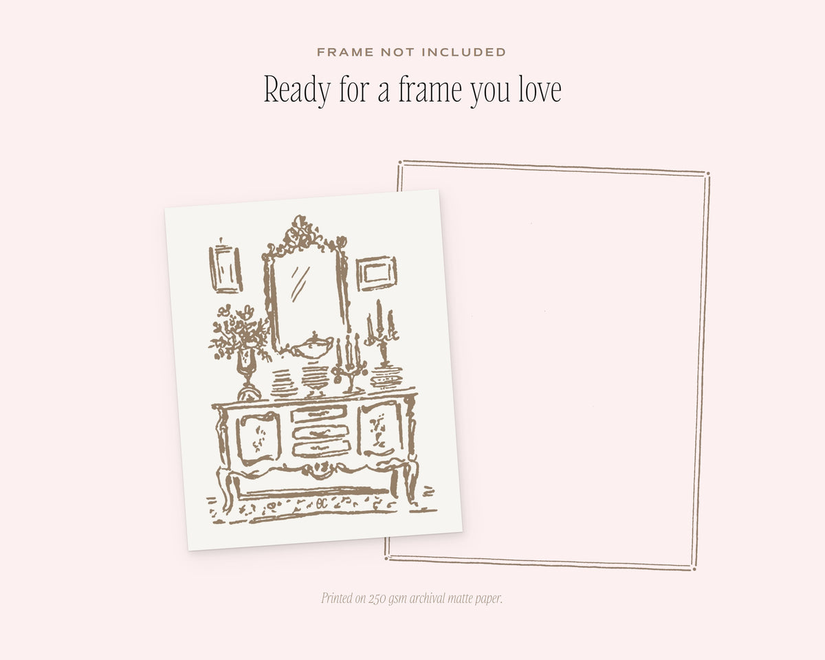French Sideboard Art Print, ready for a frame