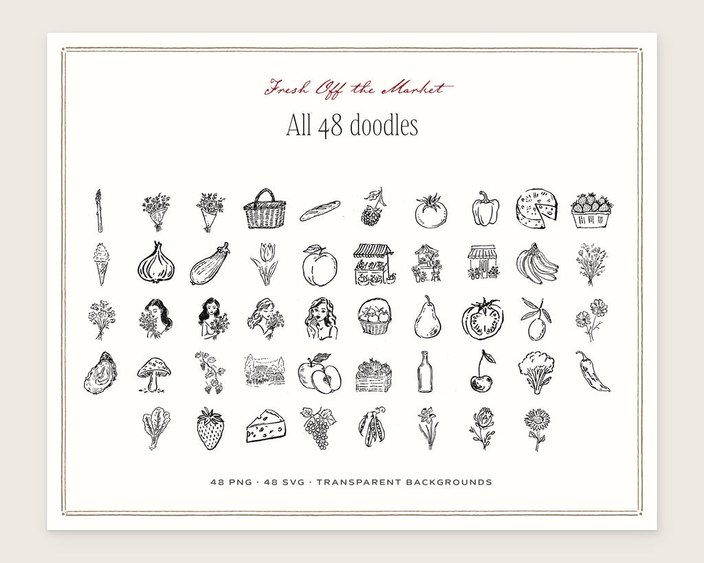 Fresh Off the Market Doodle Pack, everything in the set