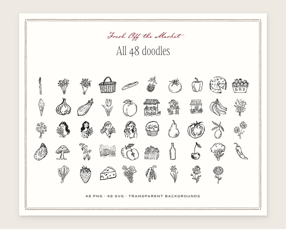 Fresh Off the Market Doodle Pack, everything in the set