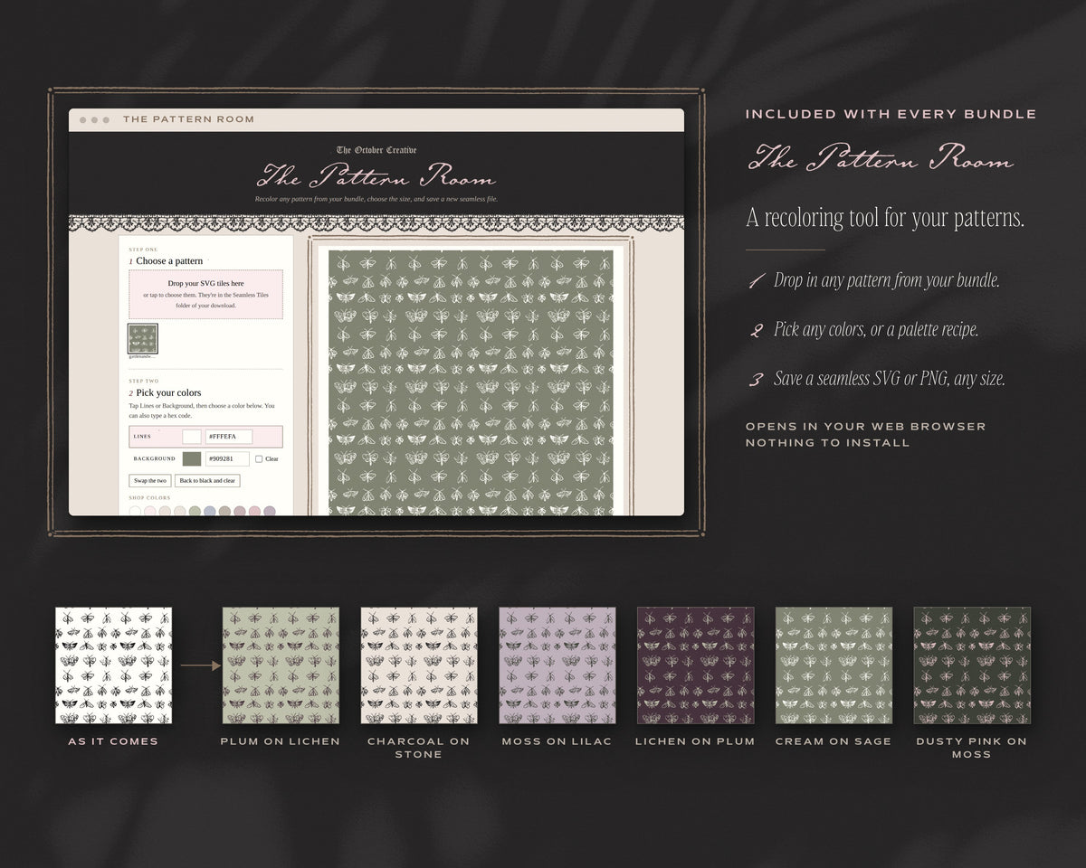 Garden & Woodland Seamless Pattern Bundle, The Pattern Room recoloring tool