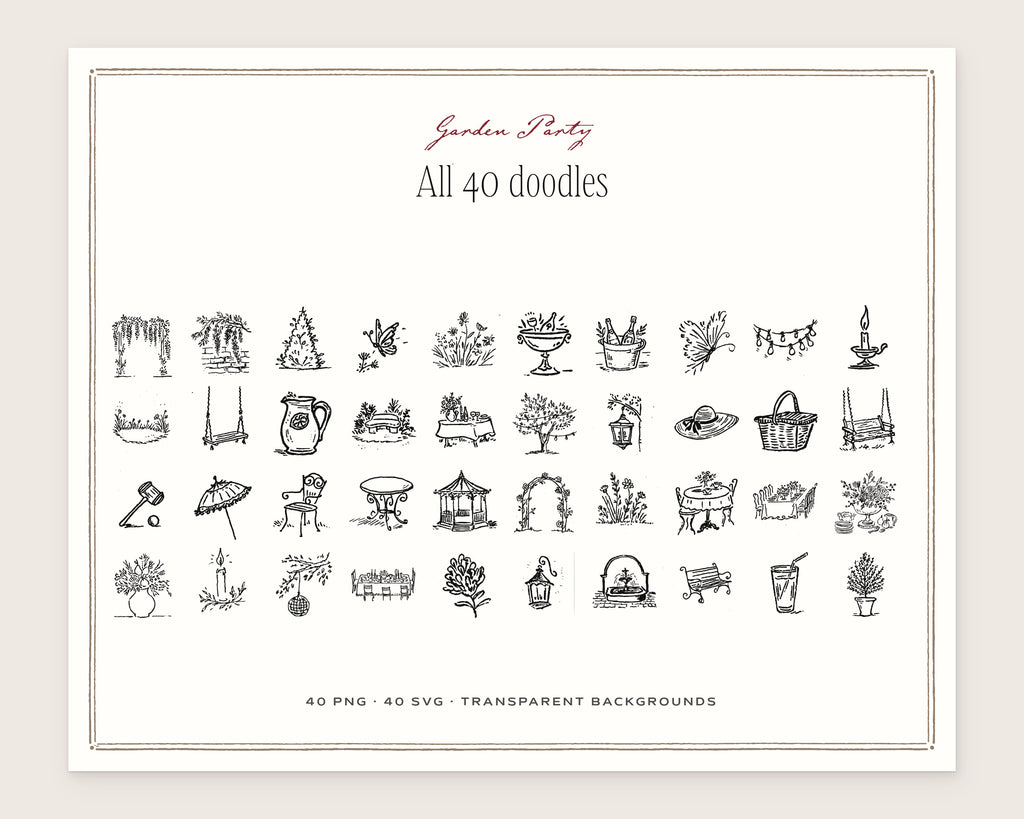 Garden Party Doodle Pack, everything in the set