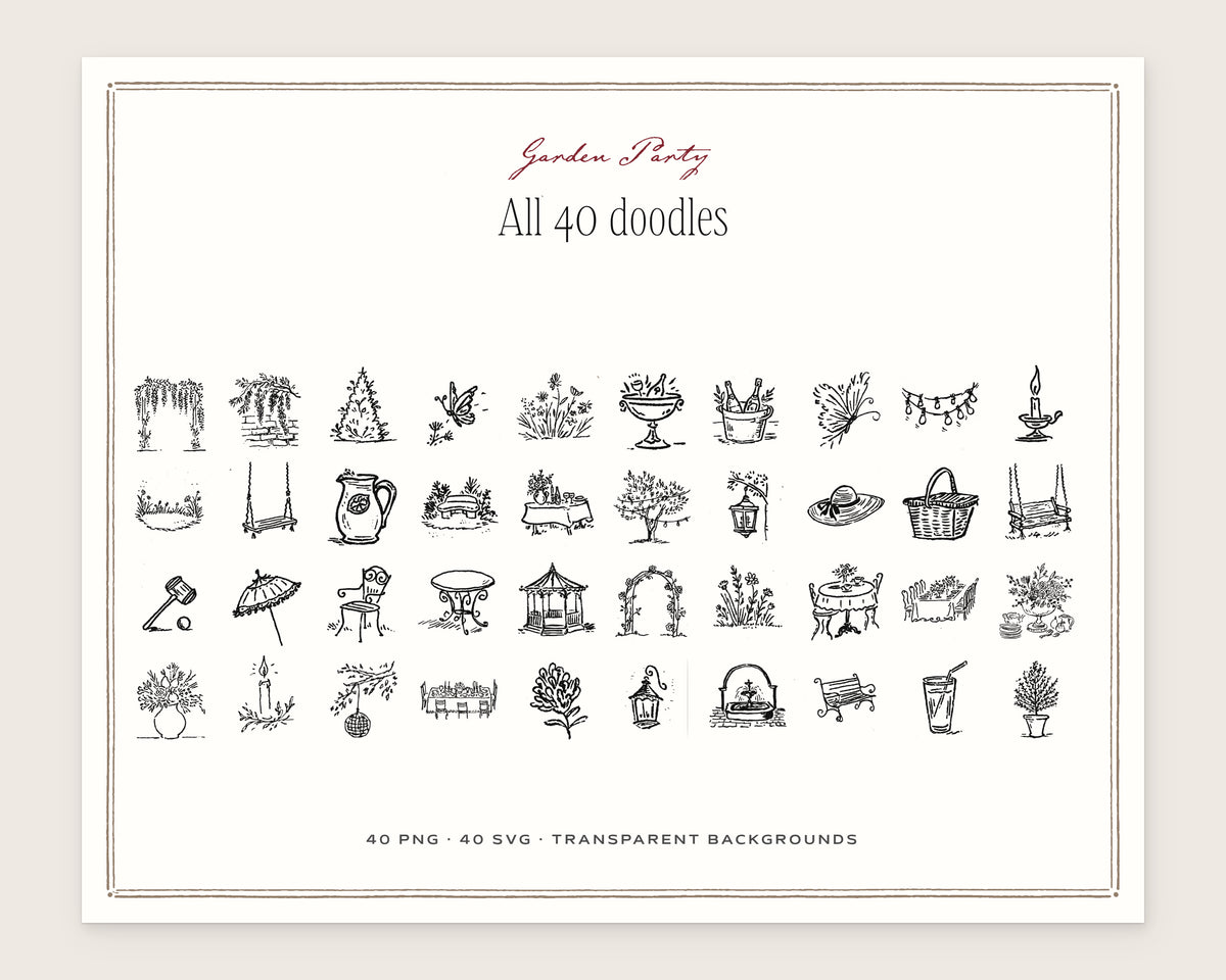 Garden Party Doodle Pack, everything in the set