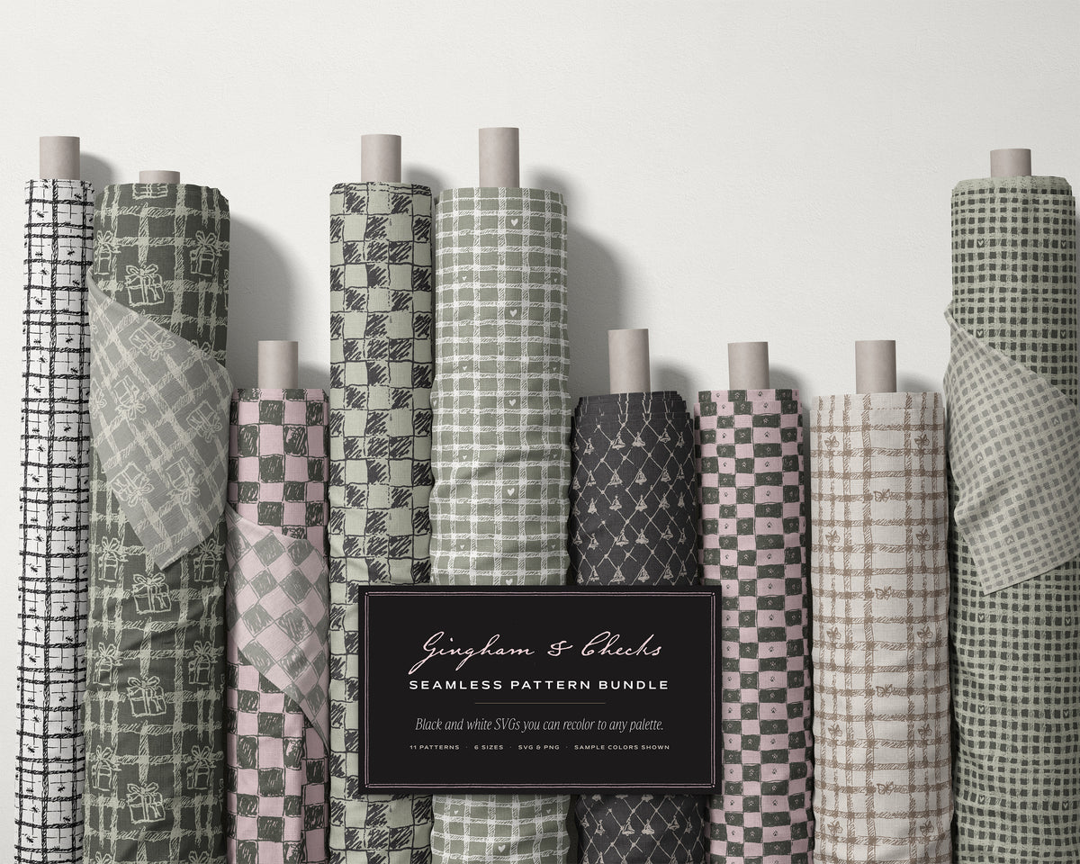 Gingham & Checks Seamless Pattern Bundle, fabric rolls, all the patterns