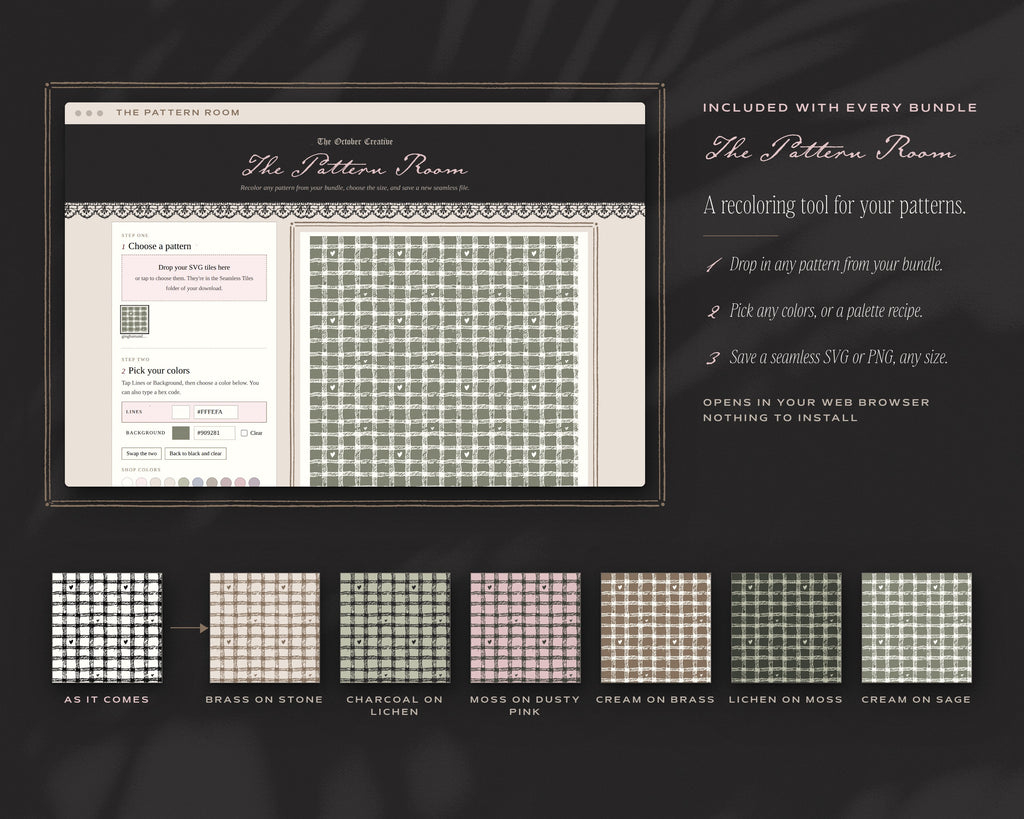 Gingham & Checks Seamless Pattern Bundle, The Pattern Room recoloring tool