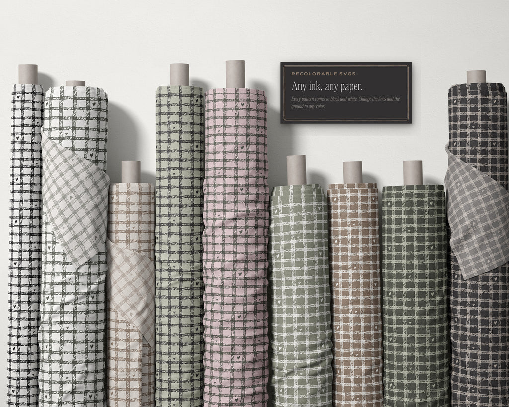 Gingham & Checks Seamless Pattern Bundle, any ink, any paper