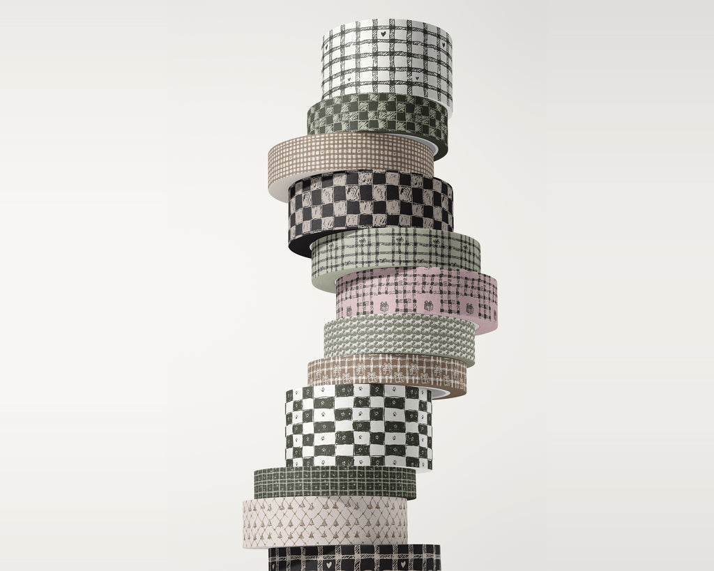 Gingham & Checks Seamless Pattern Bundle, packaging tape