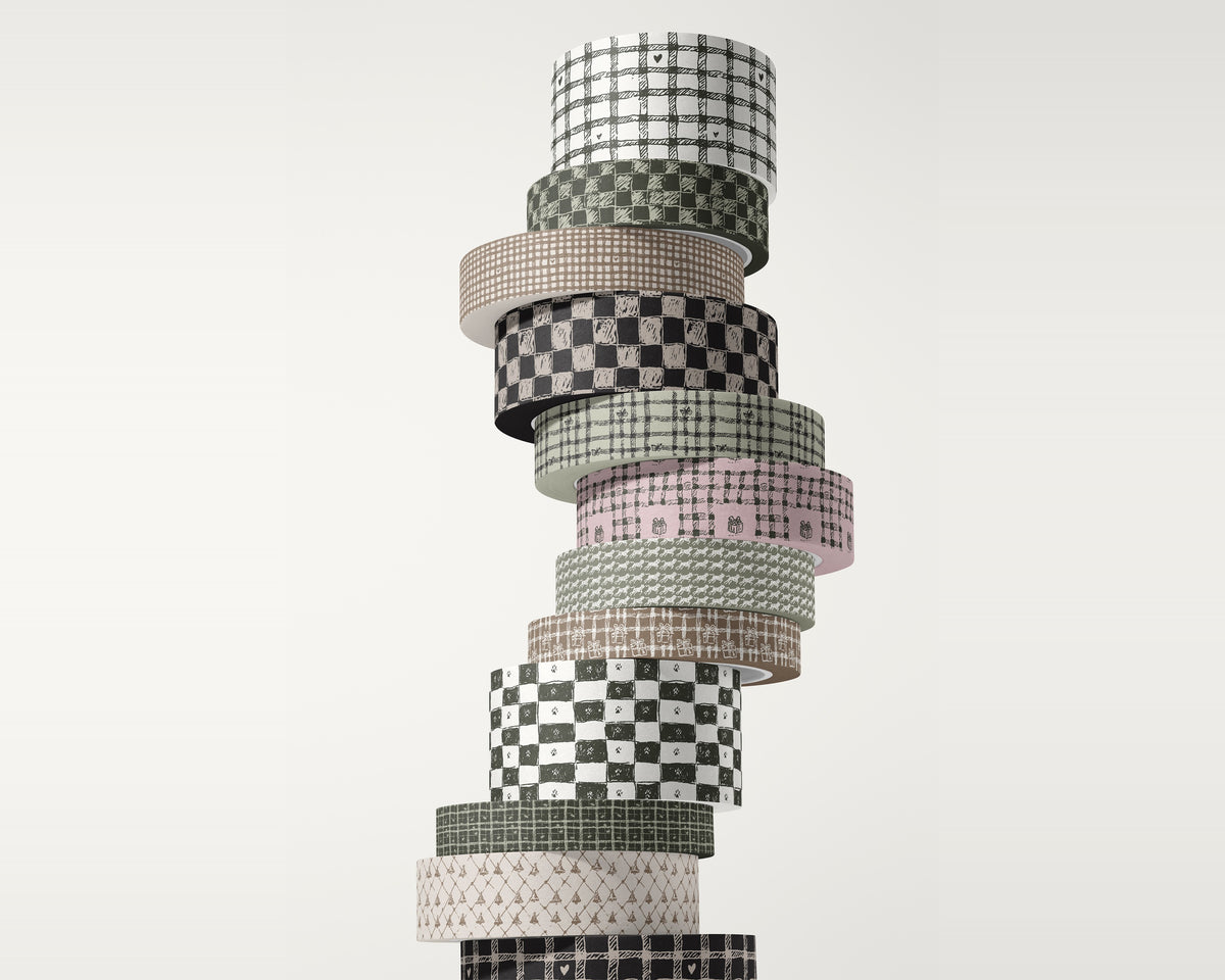 Gingham & Checks Seamless Pattern Bundle, packaging tape