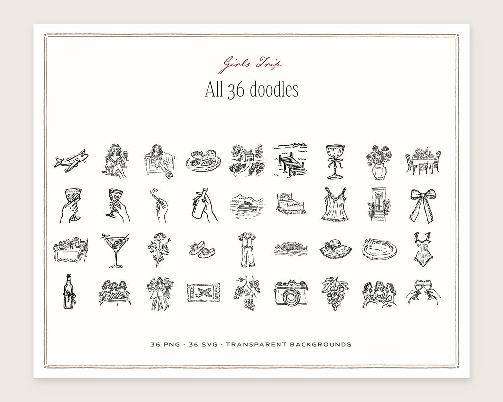 Girls Trip Doodle Pack, everything in the set